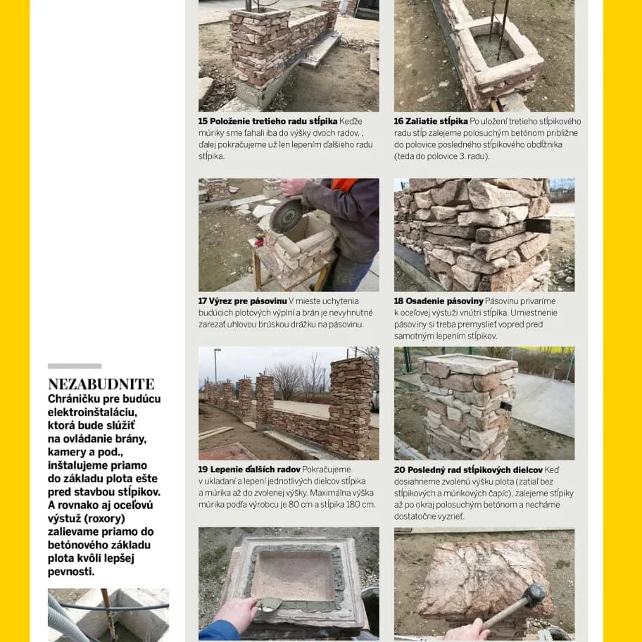 Plotový systém Vršatec - pracovný postup